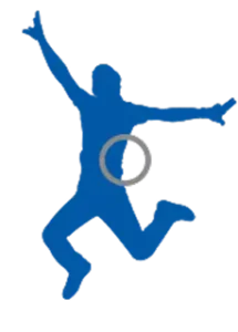 illustration of a shadow of a person jumping with a circle around their back