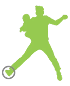 illustration of a shadow of a person dancing while holding a baby with a circle around their foot and ankle